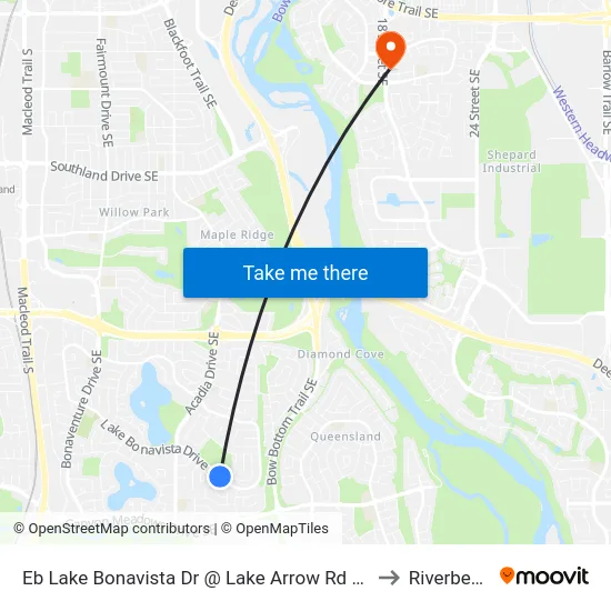 Eb Lake Bonavista Dr @ Lake Arrow Rd SE to Riverbend map