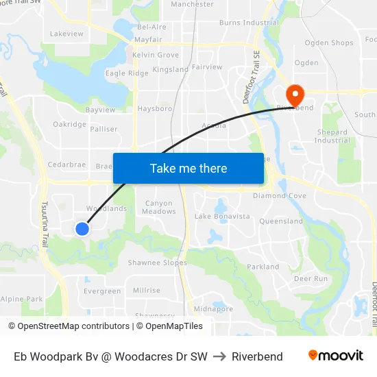 Eb Woodpark Bv @ Woodacres Dr SW to Riverbend map