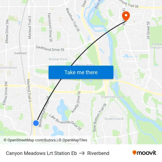 Canyon Meadows Lrt Station Eb to Riverbend map