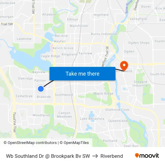 Wb Southland Dr @ Brookpark Bv SW to Riverbend map