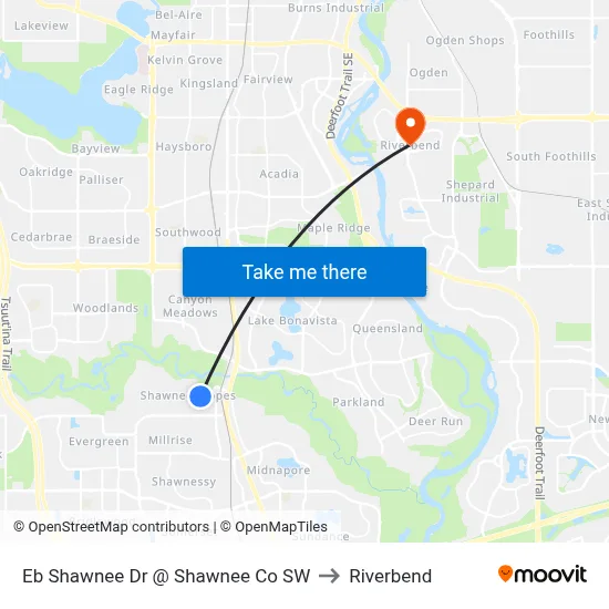 Eb Shawnee Dr @ Shawnee Co SW to Riverbend map