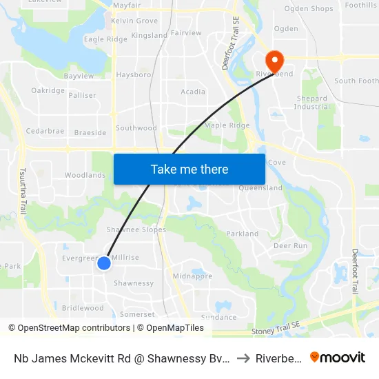Nb James Mckevitt Rd @  Shawnessy Bv SW to Riverbend map