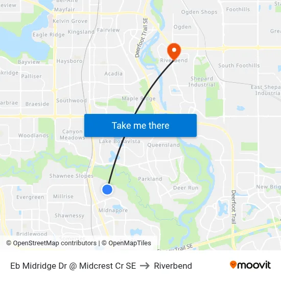 Eb Midridge Dr @ Midcrest Cr SE to Riverbend map