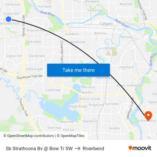 Sb Strathcona Bv @ Bow Tr SW to Riverbend map
