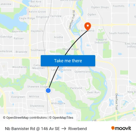 Nb Bannister Rd @ 146 Av SE to Riverbend map