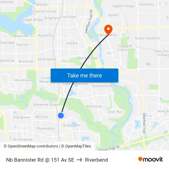 Nb Bannister Rd @ 151 Av SE to Riverbend map