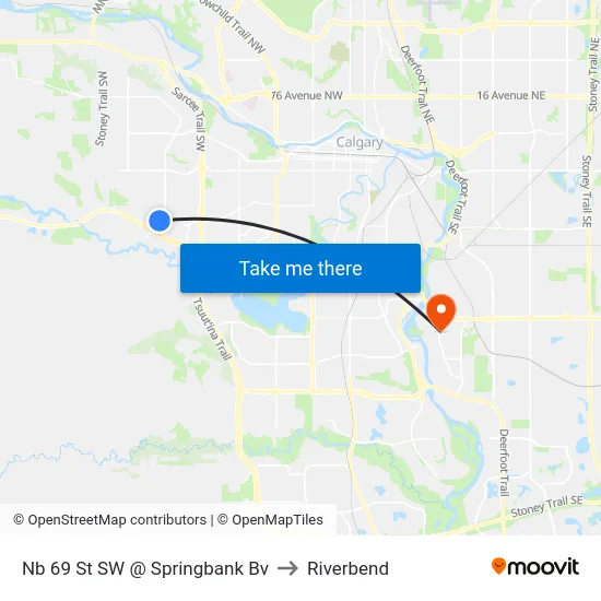 Nb 69 St SW @ Springbank Bv to Riverbend map