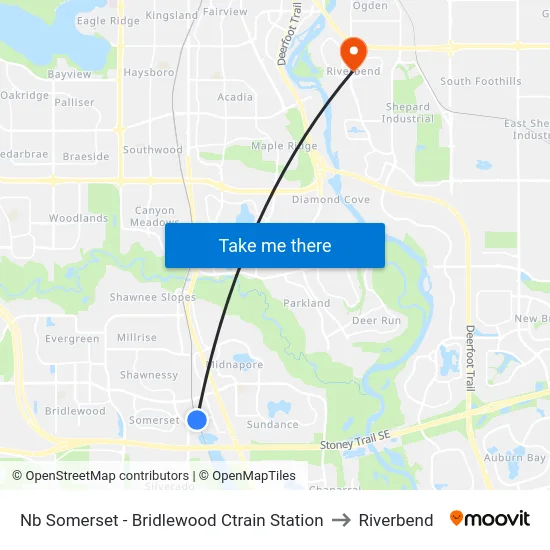 Nb Somerset - Bridlewood Ctrain Station to Riverbend map