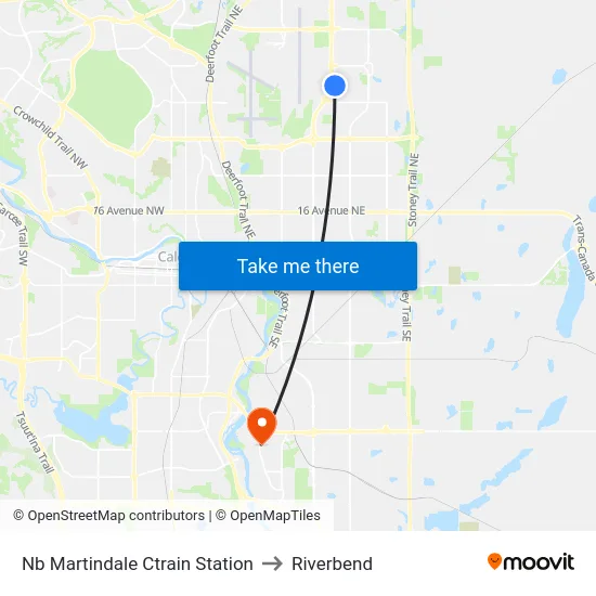 Nb Martindale Ctrain Station to Riverbend map