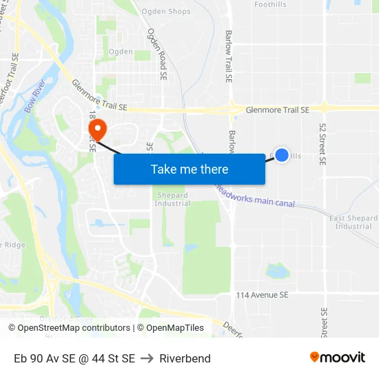 Eb 90 Av SE @ 44 St SE to Riverbend map