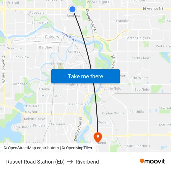 Russet Road Station (Eb) to Riverbend map