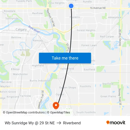 Wb Sunridge Wy @ 29 St NE to Riverbend map