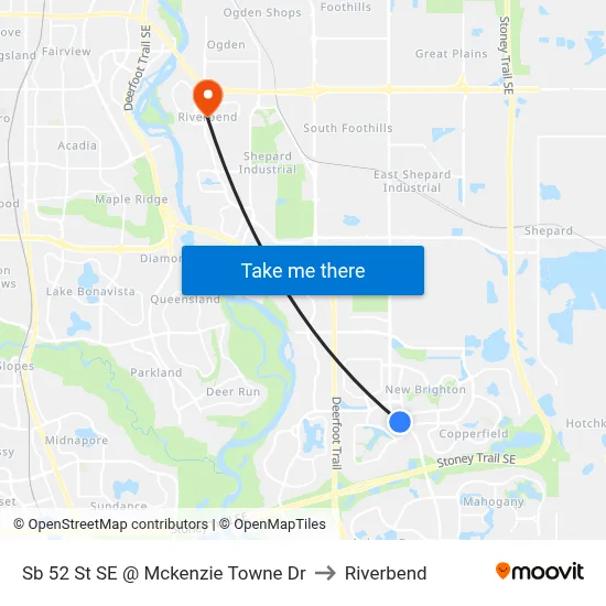 Sb 52 St SE @ Mckenzie Towne Dr to Riverbend map