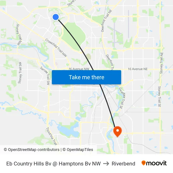 Eb Country Hills Bv @ Hamptons Bv NW to Riverbend map