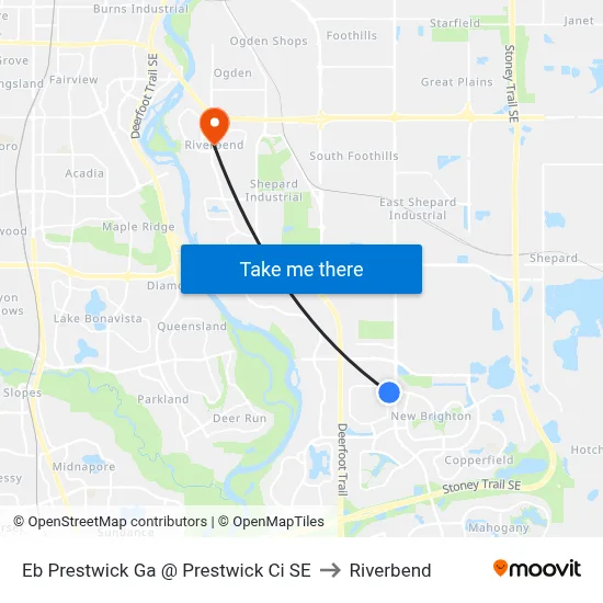 Eb Prestwick Ga @ Prestwick Ci SE to Riverbend map
