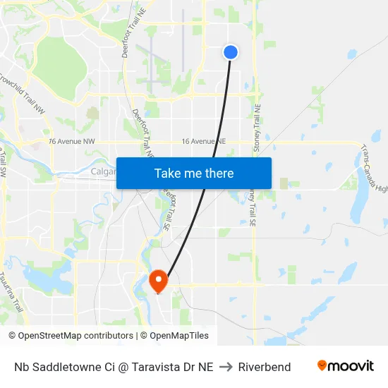 Nb Saddletowne Ci @ Taravista Dr NE to Riverbend map