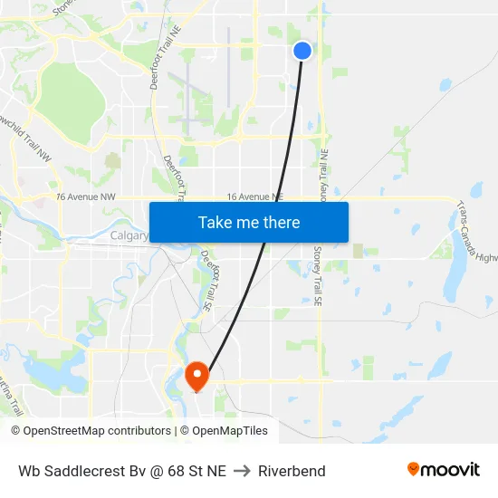 Wb Saddlecrest Bv @ 68 St NE to Riverbend map