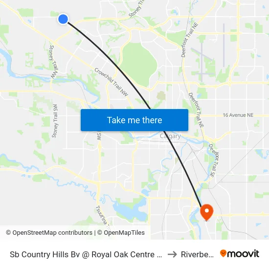 Sb Country Hills Bv @ Royal Oak Centre NW to Riverbend map