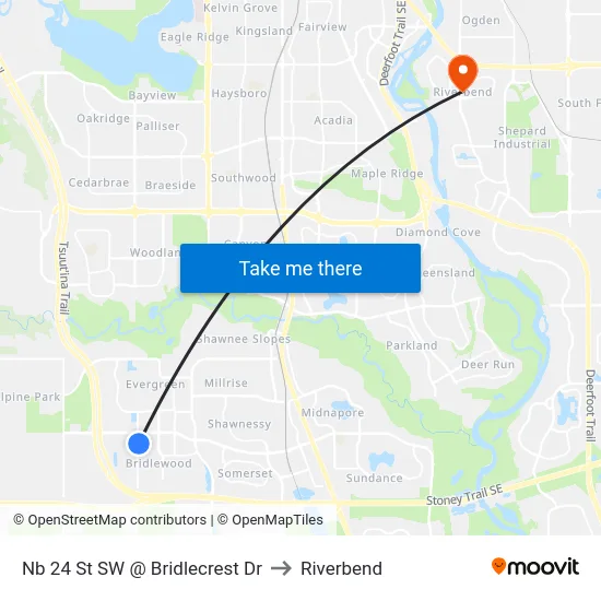 Nb 24 St SW @ Bridlecrest Dr to Riverbend map