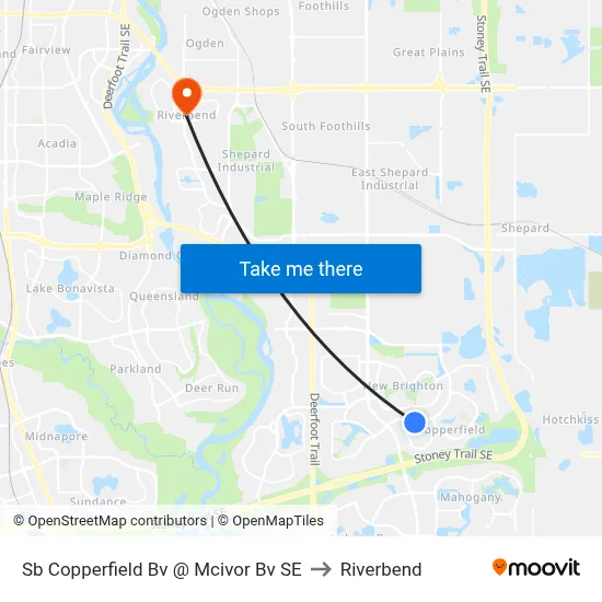 Sb Copperfield Bv @ Mcivor Bv SE to Riverbend map