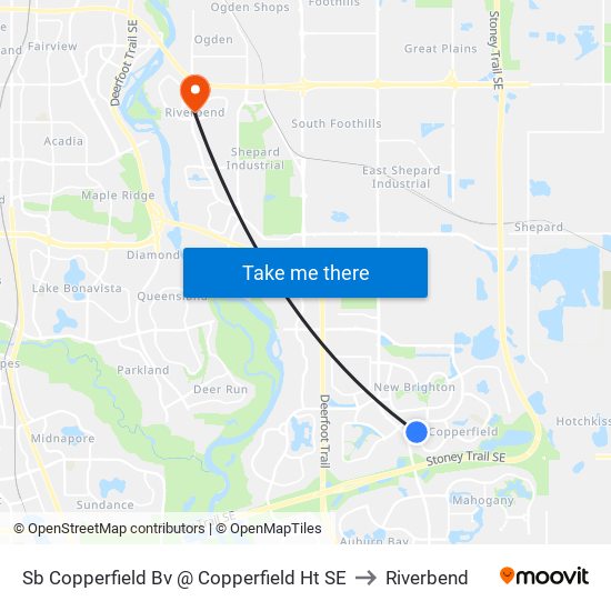 Sb Copperfield Bv @ Copperfield Ht SE to Riverbend map