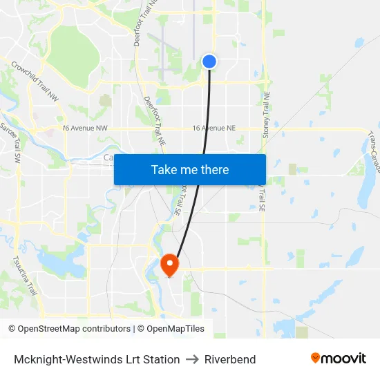 Mcknight-Westwinds Lrt Station to Riverbend map
