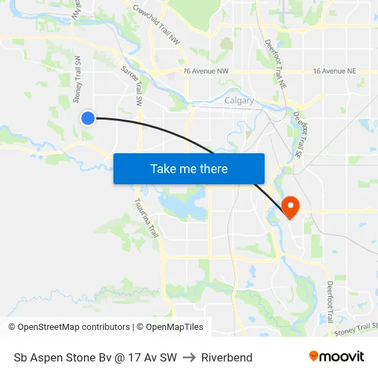 Sb Aspen Stone Bv @ 17 Av SW to Riverbend map