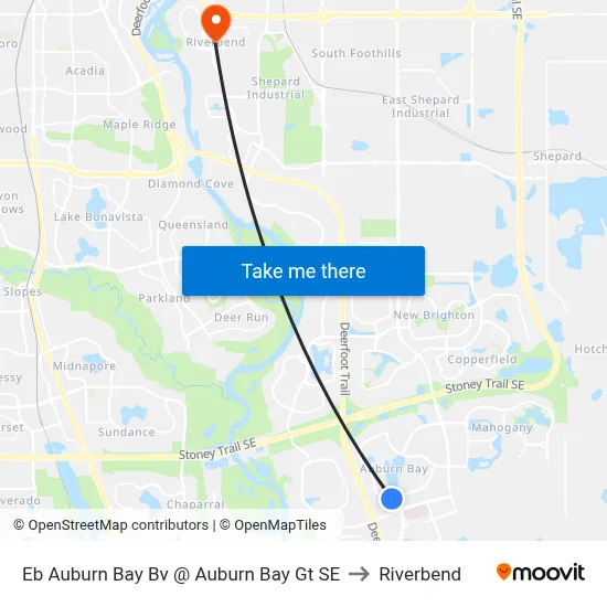 Eb Auburn Bay Bv @ Auburn Bay Gt SE to Riverbend map