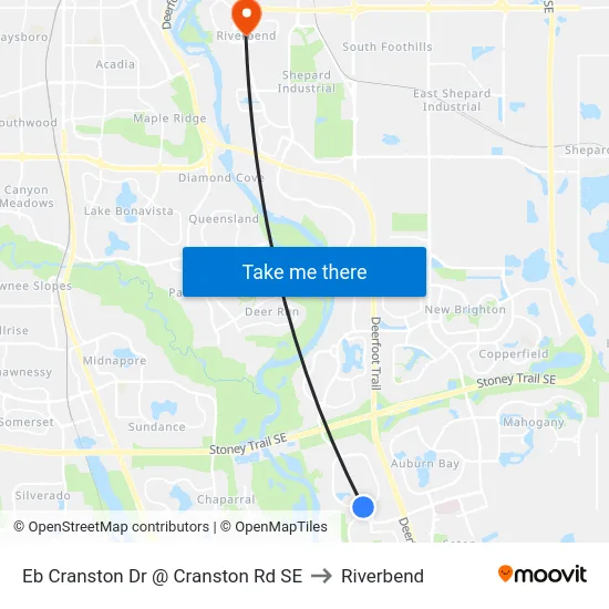 Eb Cranston Dr @ Cranston Rd SE to Riverbend map