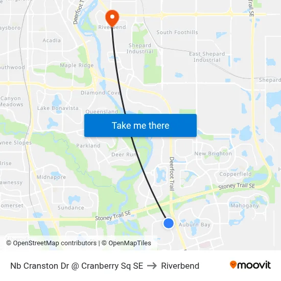Nb Cranston Dr @ Cranberry Sq SE to Riverbend map