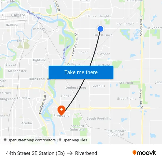 44th Street SE Station (Eb) to Riverbend map