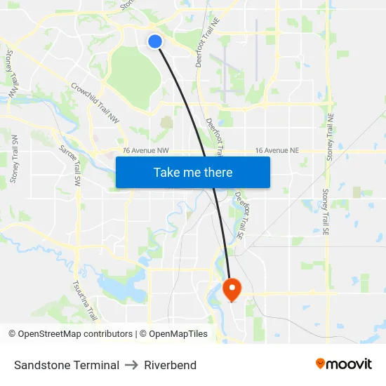 Sandstone Terminal to Riverbend map