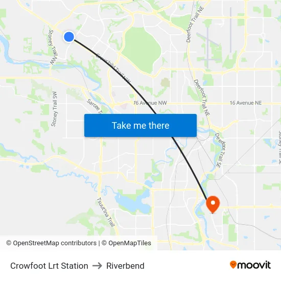 Crowfoot Lrt Station to Riverbend map