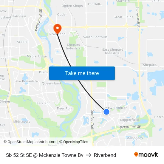 Sb 52 St SE @ Mckenzie Towne Bv to Riverbend map