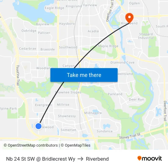Nb 24 St SW @ Bridlecrest Wy to Riverbend map