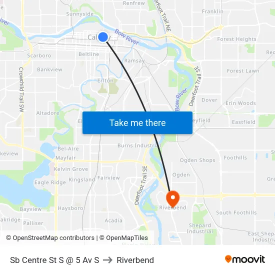 Sb Centre St S @ 5 Av S to Riverbend map
