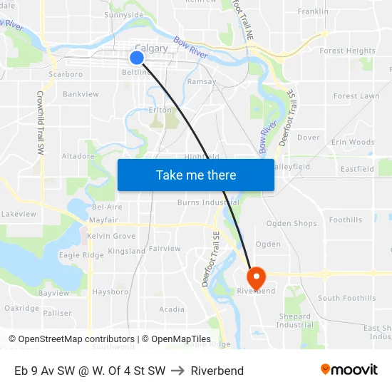 Eb 9 Av SW @ W. Of 4 St SW to Riverbend map