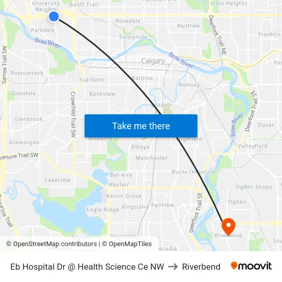 Eb Hospital Dr @ Health Science Ce NW to Riverbend map