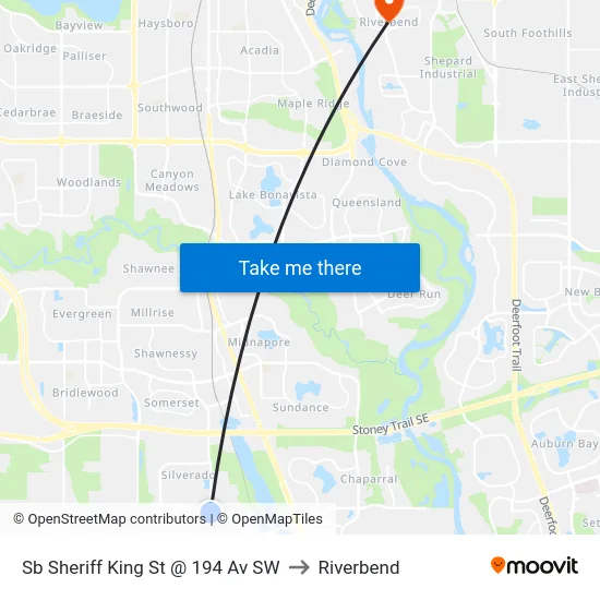 Sb Sheriff King St @ 194 Av SW to Riverbend map