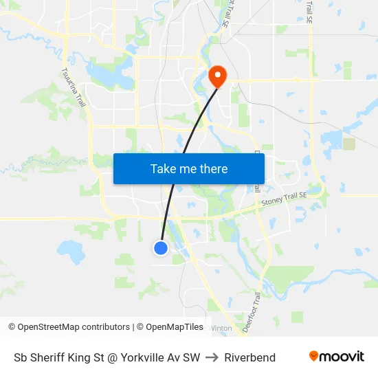 Sb Sheriff King St @ Yorkville Av SW to Riverbend map