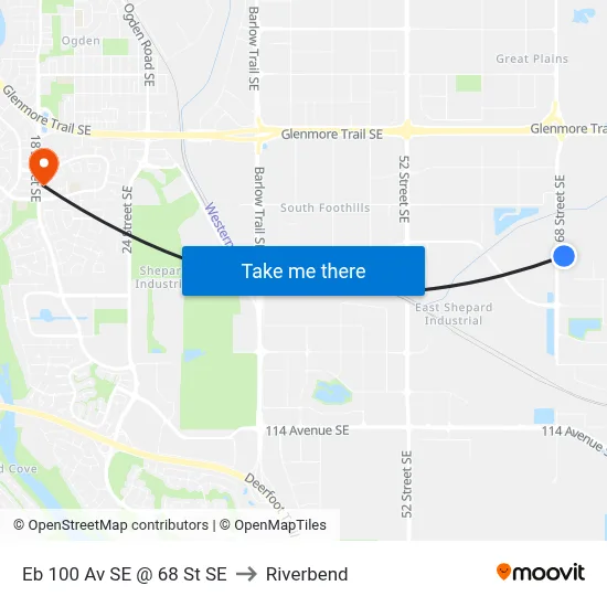 Eb 100 Av SE @ 68 St SE to Riverbend map