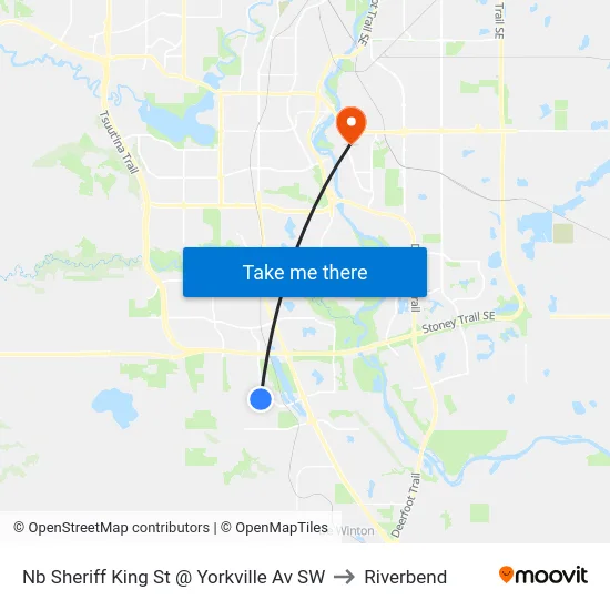 Nb Sheriff King St @ Yorkville Av SW to Riverbend map