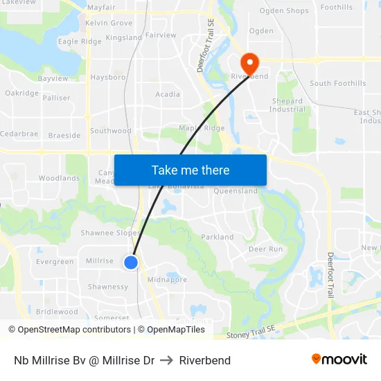 Nb Millrise Bv @  Millrise Dr to Riverbend map