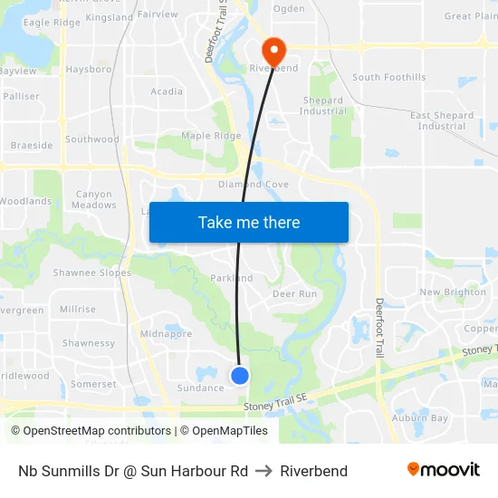 Nb Sunmills Dr @ Sun Harbour Rd to Riverbend map