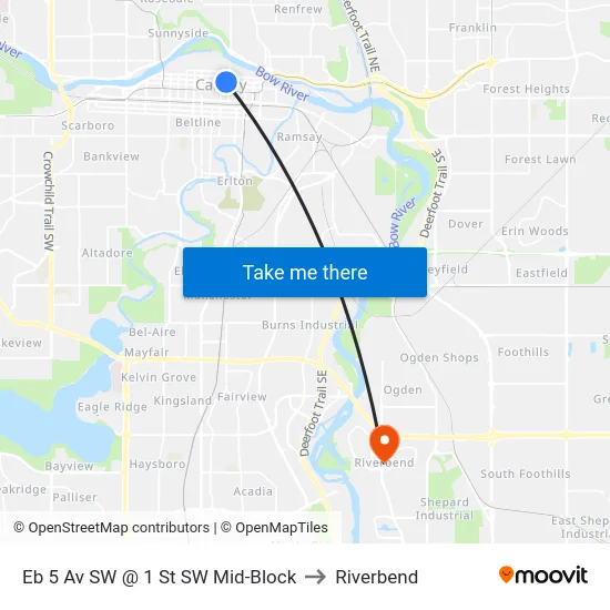 Eb 5 Av SW @ 1 St SW Mid-Block to Riverbend map