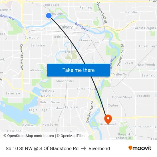 Sb 10 St NW @ S.Of Gladstone Rd to Riverbend map