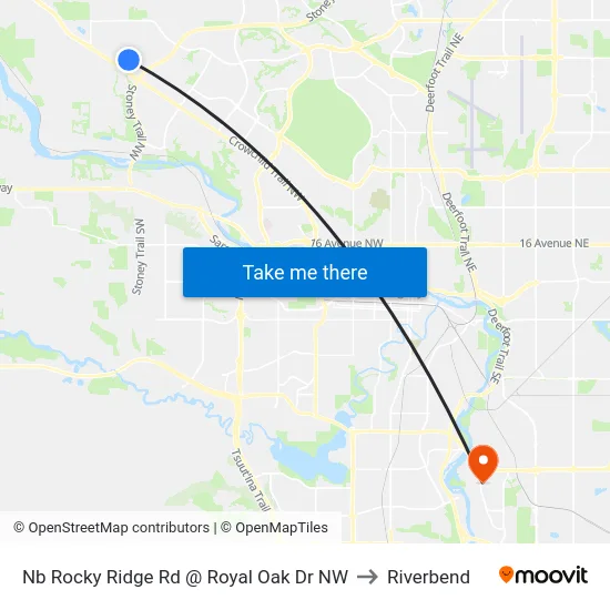 Nb Rocky Ridge Rd @ Royal Oak Dr NW to Riverbend map
