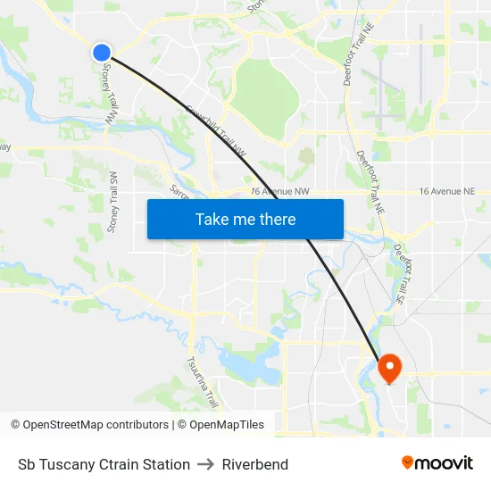 Sb Tuscany Ctrain Station to Riverbend map