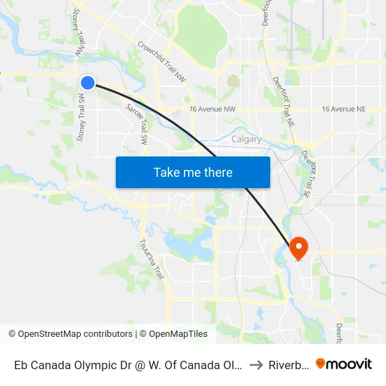 Eb Canada Olympic Dr @ W. Of Canada Olympic Rd SW to Riverbend map
