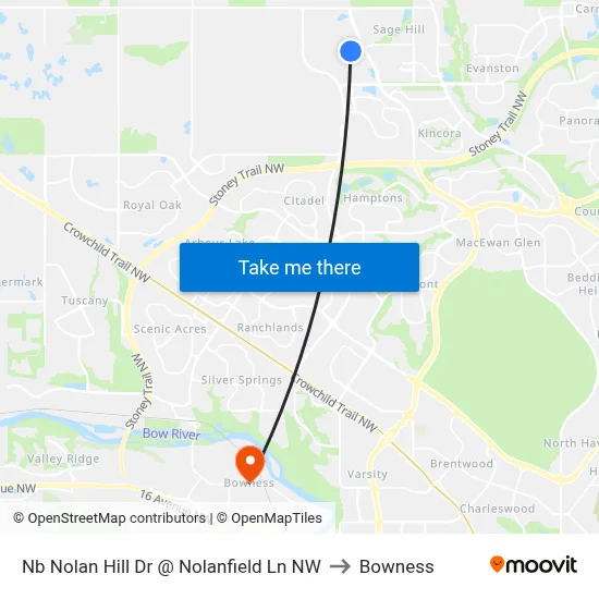 Nb Nolan Hill Dr @ Nolanfield Ln NW to Bowness map